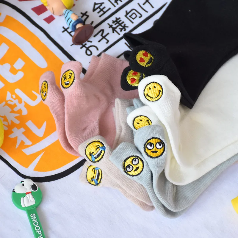 Harajuku женские носки новый мультфильм милый хлопок мода японский любовь улыбка