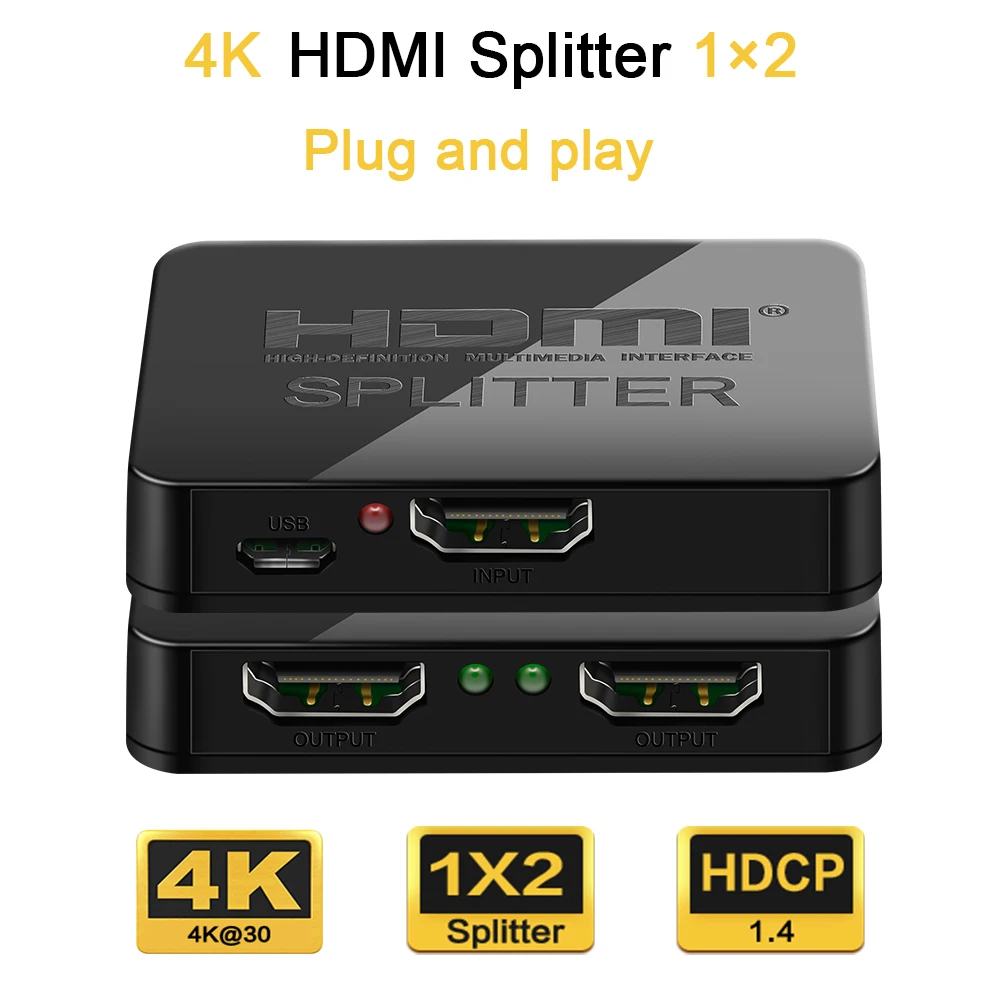 Сплиттер HDMI 1 в 2 выходной адаптер 4K переключатель HDCP сплиттер 3D усилитель сигнала