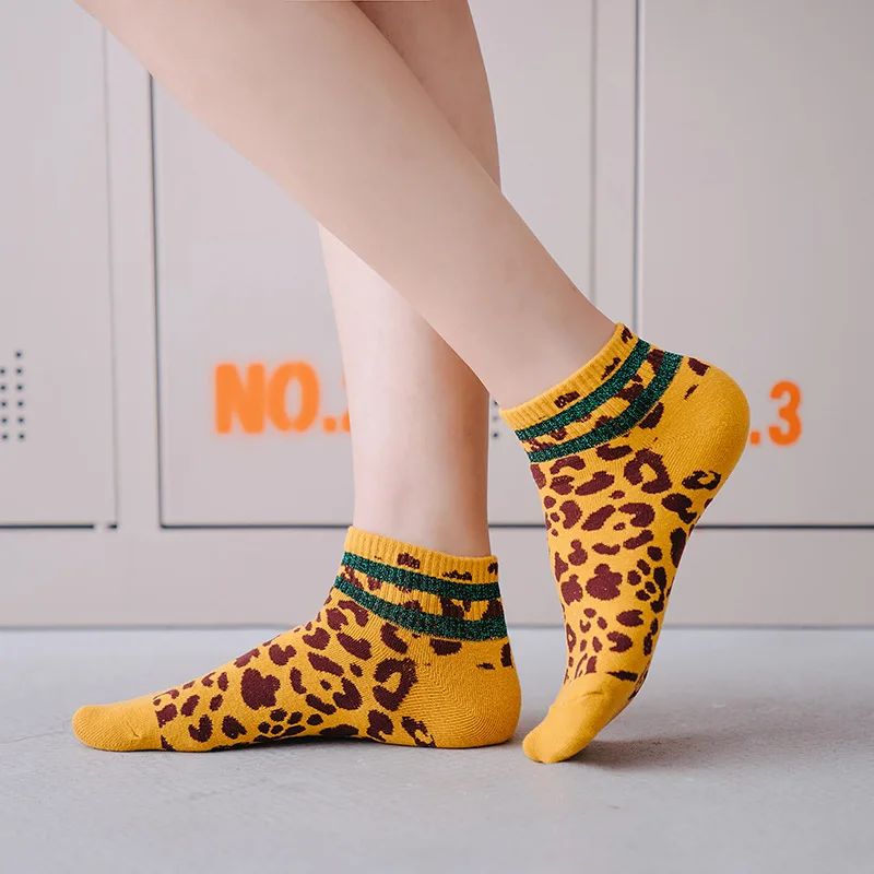 Женские носки с леопардовым принтом 1 пара носков в полоску хлопковые для девочек