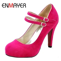 enmayer classic hot selling closed toe fashion style springautumn women pumps pu sexy high heels platform wedding shoes