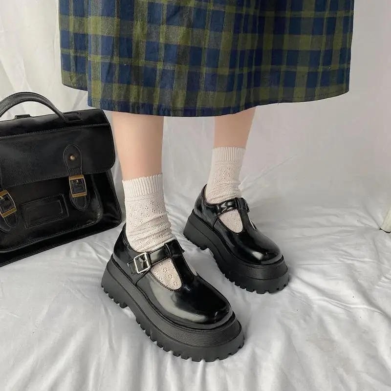 

Retro Mary Jane Shoes Women's Spring 2021 New Flats Platform Shoes Fashion Muffin Thick Soled Black Student Leather Boat Shoe