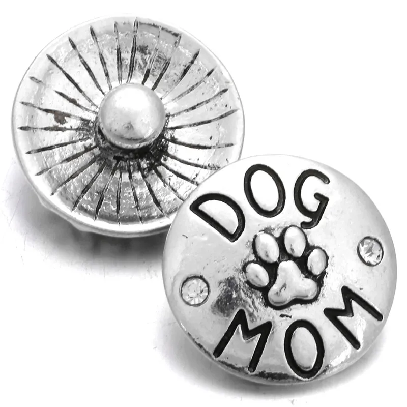 5 шт./лот металлическая кнопка 18 мм Мама собака для защелок браслетов ювелирных