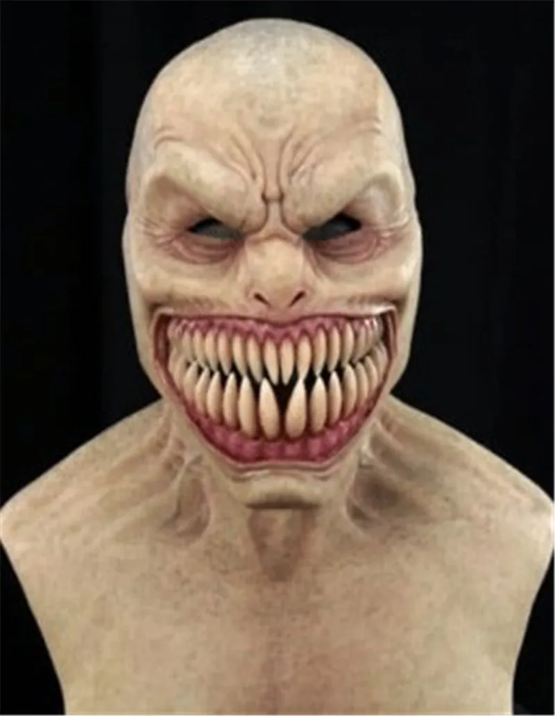 

New Horror Stalker Clown Mask Cosplay Creepy Monster Big Mouth Teeth Chompers Latex Masks Halloween Party Scary Costume Props