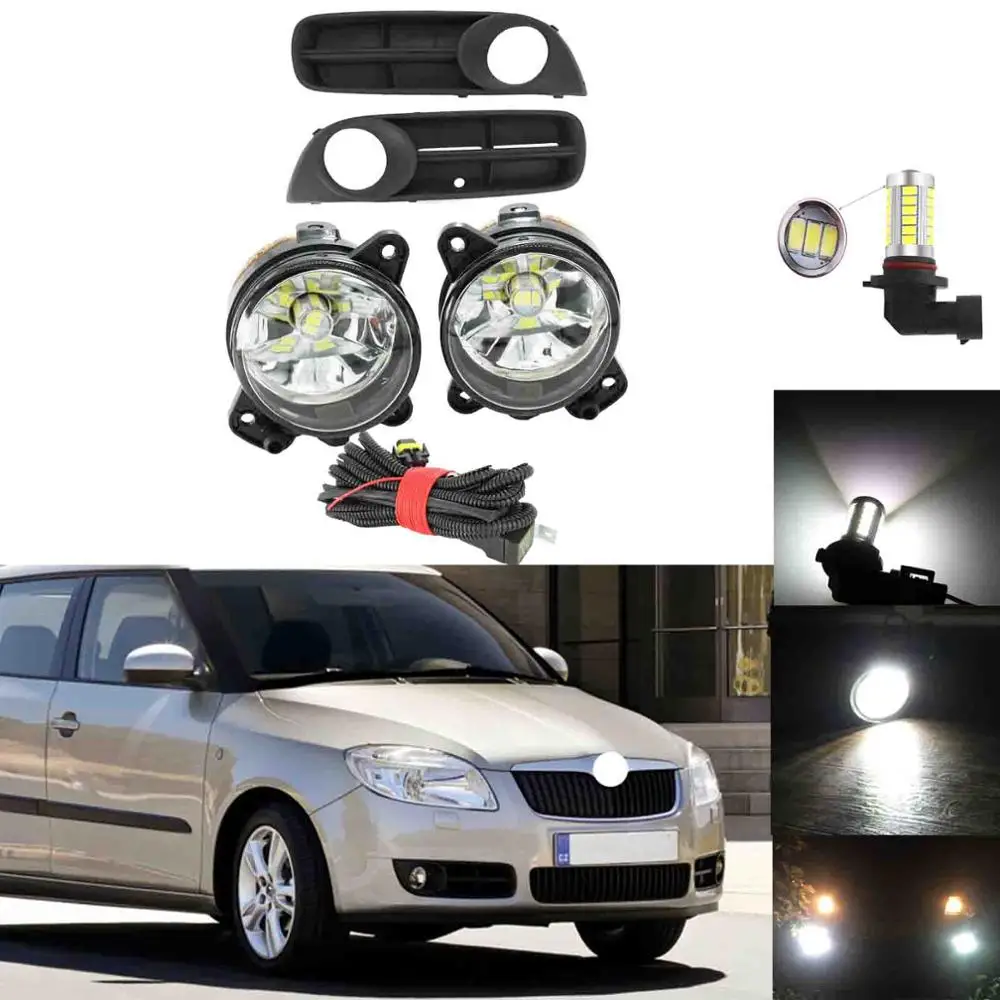 Для Skoda Fabia MK2 2007 2008 2009 2010 Roomster 2006 спереди светодиодный туман светильник колпак