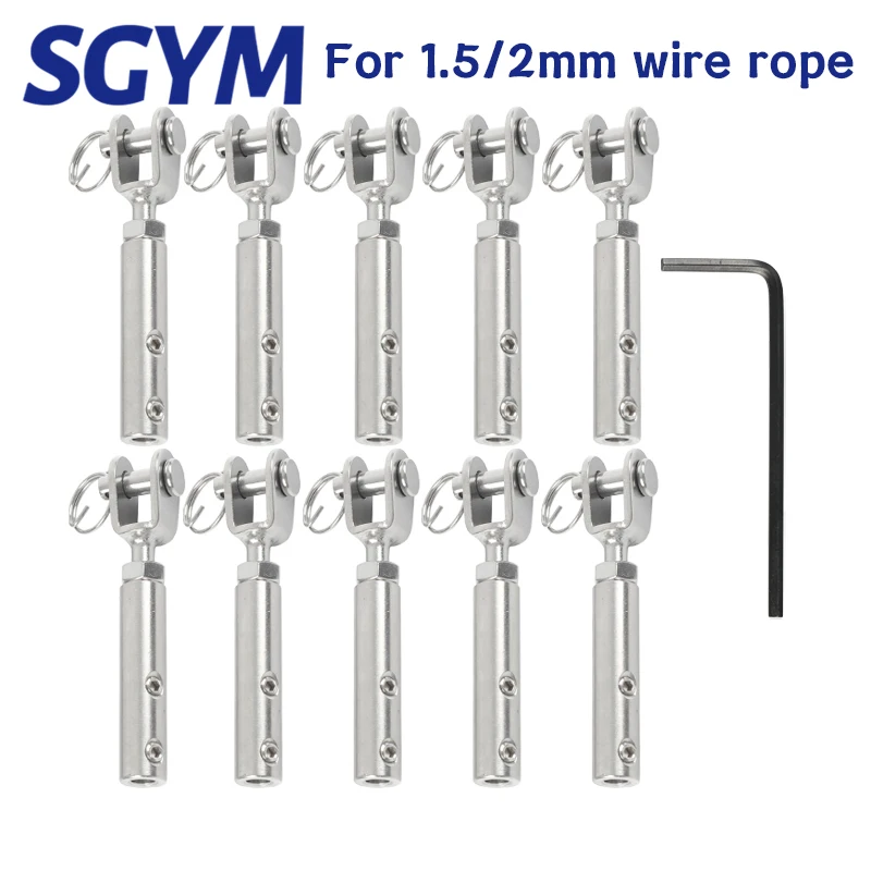 

Cable Railing Wire rope 1.5/2mm Fork Jaw Tension Terminal Fitting Toggle Anchor with Hexagon Grub Screw Bolts