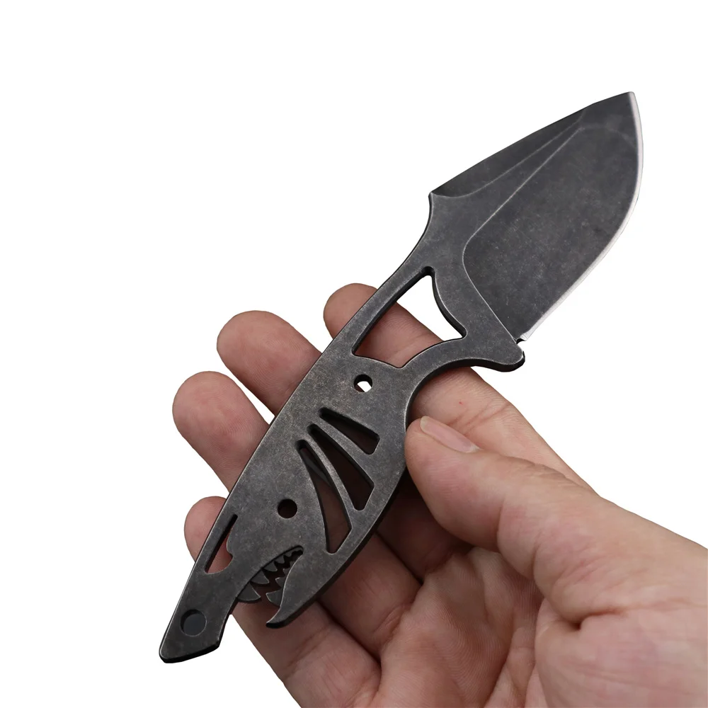 

MASALONG Kni182 Black Shark EDC small straight blade High Hardness Outdoor Camping Pocket Knife