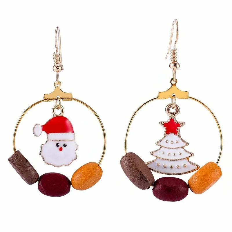 

Christmas gifts Christmas tree elderly asymmetric earrings explosions creative tassel earrings women