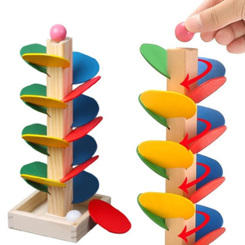 

Montessori Educational Toy Blocks Wooden Tree Marble Ball Run Track Game Baby Kids Intelligence Early Juguetes Educativos