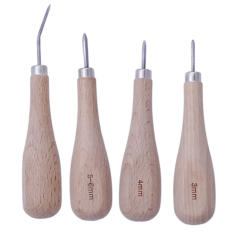 Кожевенное ремесло 3 мм 4 5-6 деревянный Алмазный ромбовидный станок Awl для шитья