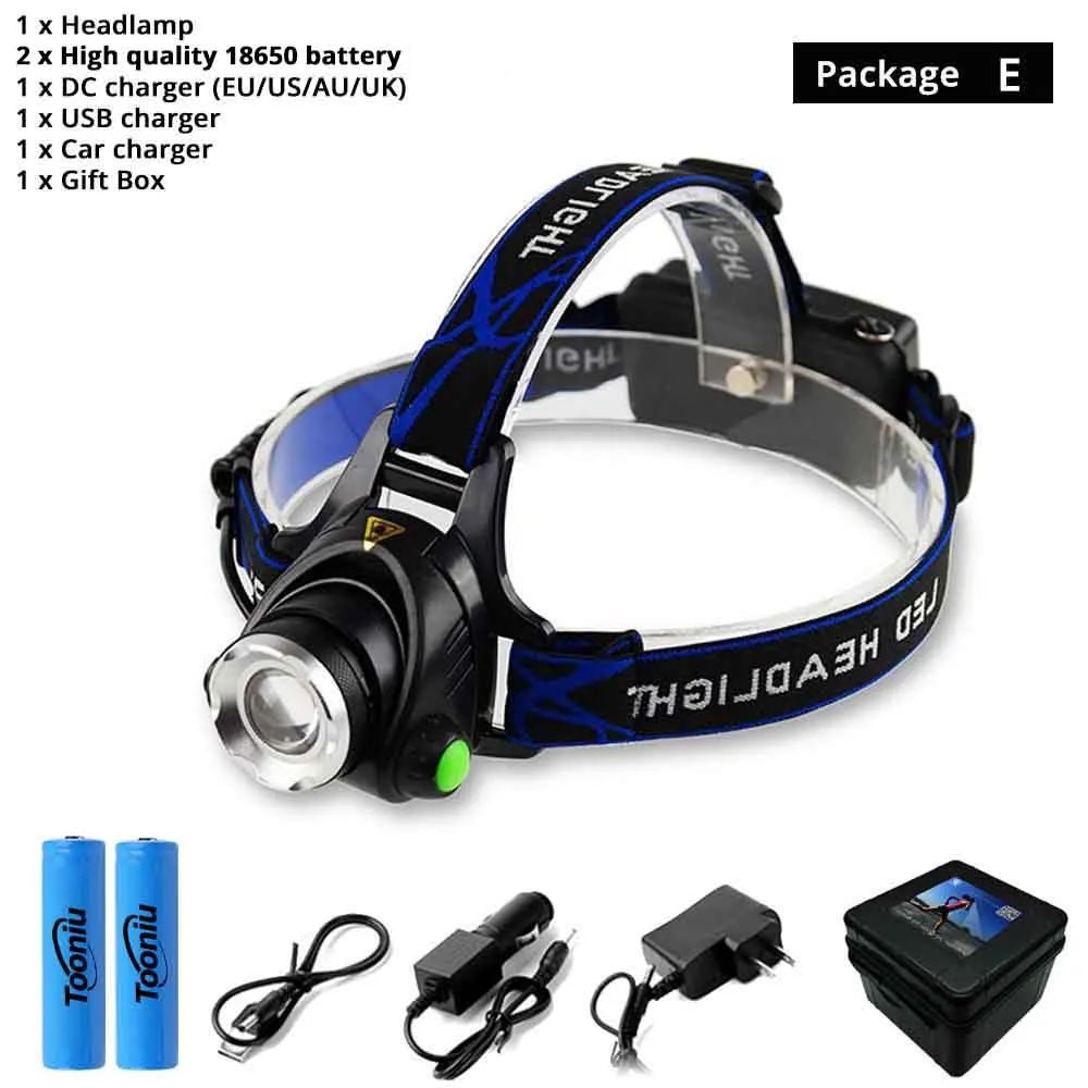 RU 5000LM CREE XML-L2 xm-l T6 светодиодные фары Масштабируемые фар Водонепроницаемый Налобный фонарик Фара Рыбалка Охота свет - Испускаемый цвет: Package E