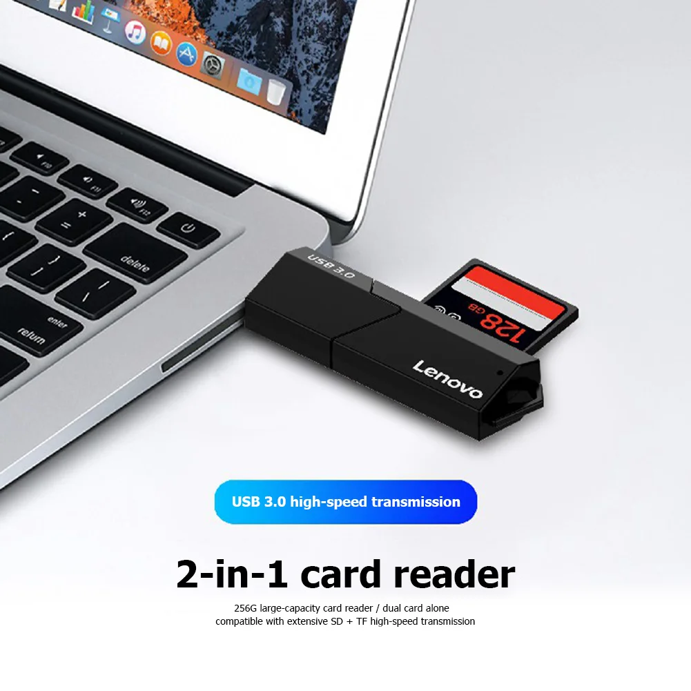 Lenovo D204 5 Гбит/с USB 3 0 устройство для чтения карт памяти 2 в 1 SD TF портативный адаптер