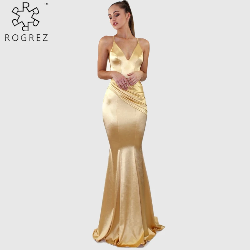 ROGREZ роскошное сексуальное длинное облегающее платье Элегантное в пол без