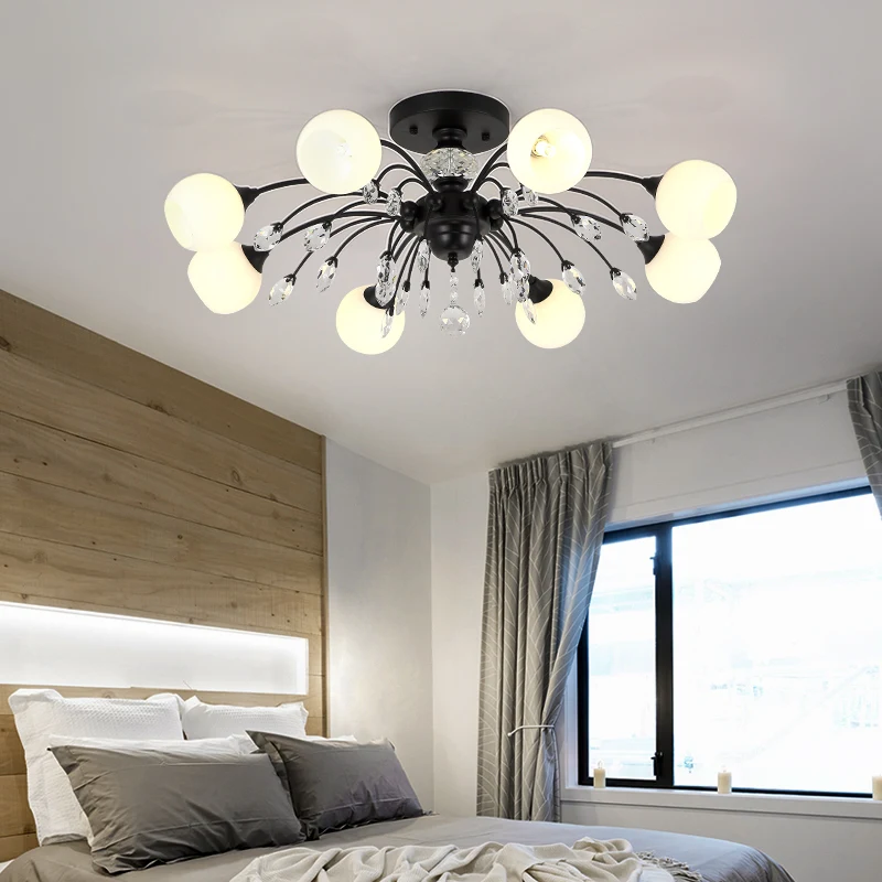 

Modern Led Chandelier Magic Bean Lamp Ceiling Chandelier Living Room Ceiling Lamp Dining Room Bedroom Retro Black E27 Chandelier