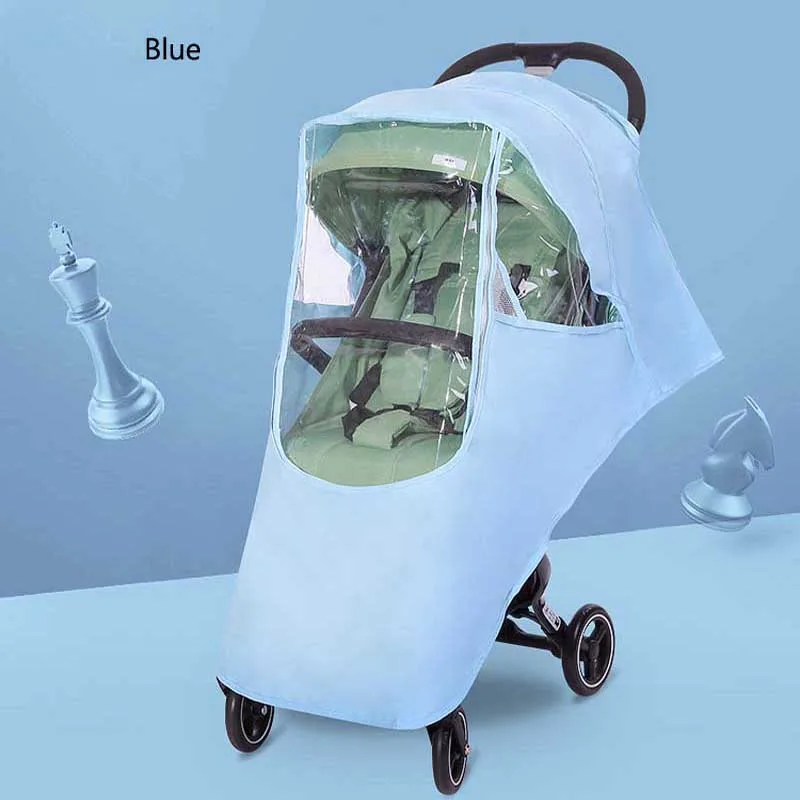 blue Детская коляска, дождевик, прозрачный, теплый, водонепроницаемый, ветрозащитный, дождевик, детские тележки, аксессуары для колясок, защита от пыли - Цвет: blue