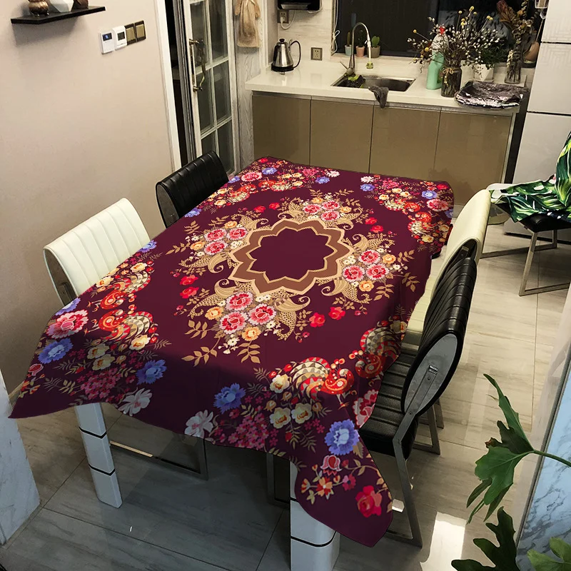

PVC printed symmetrical pattern washable decorative household waterproof tablecloth