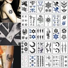 30 шт.лот набор временных татуировок Солнце Луна геометрический дизайн черепа руки шеи лица Татуировка тотем тату мужчин женщин детей крутой подарок