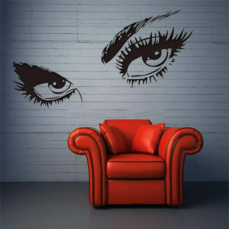 

2019 Fashion 1 Pc New Hot DIY Black Sexy Eyes Wall Art sticker Removab Lady Eyes Lashes Decal Home Decor bedroom decor