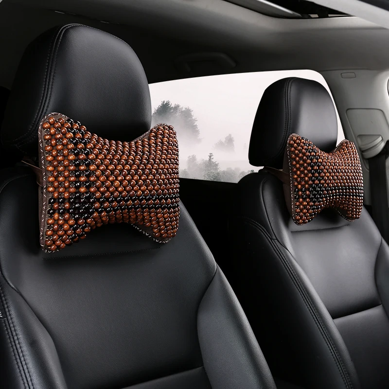 

Детская плетеная летняя Подушка с деревянными бусинами для массажа, защитное кресло в форме кости шеи, модные автомобильные аксессуары