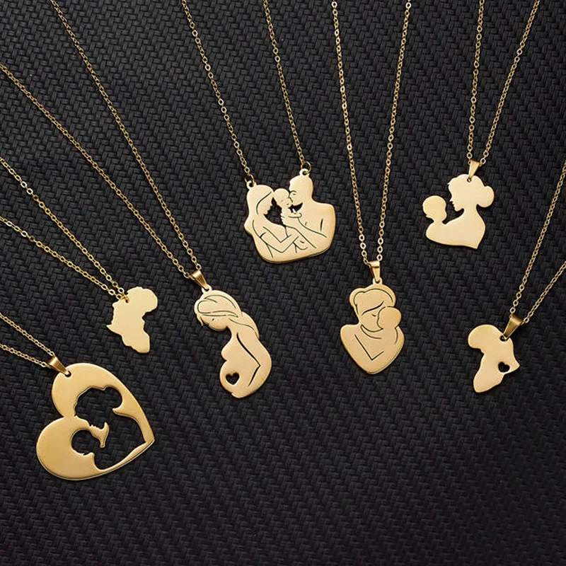 

2022 Gift Mother's Day Necklace Jewelry for Women Pendant Chain Fashion Mama Mom Child Kids Charm Christmas Choker Collier Femme