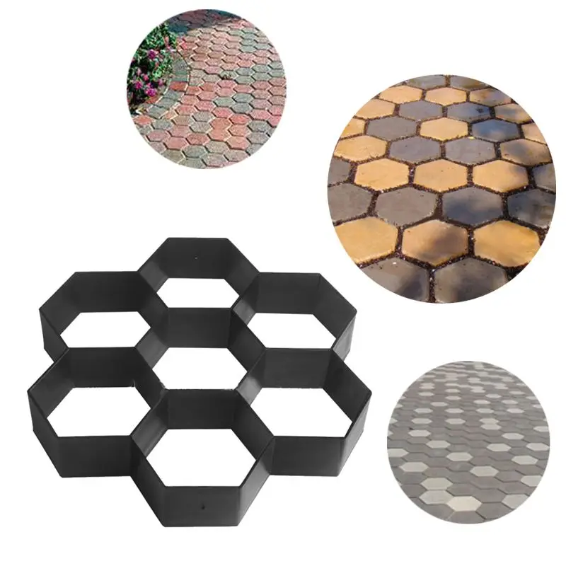 

Hexagon DIY Plastic Pavement Concrete Stepping Driveway Paving Stone Path Mold Patio Maker Mould Paver Garden Decor 34YF