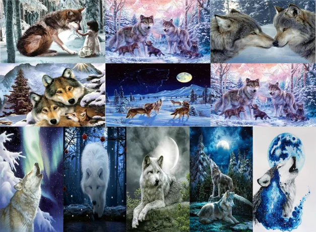 

5D diamante pintura punto de cruz Lobo diamante bordado Animal patrón diamante mosaico Kit DIY artista decoración del hogar