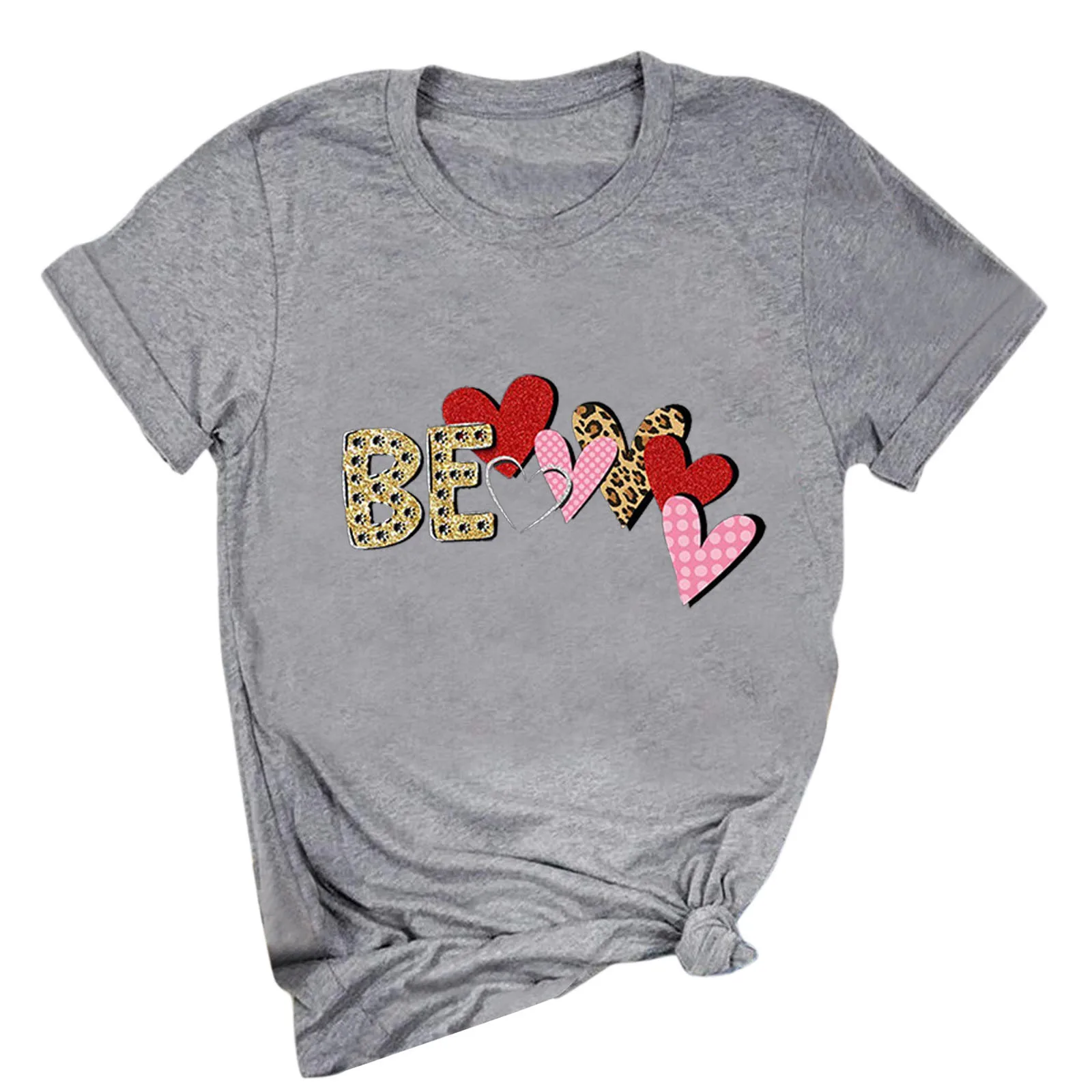 Женская футболка с принтом в форме сердца модная оверсайз 2020 Футболки коротким