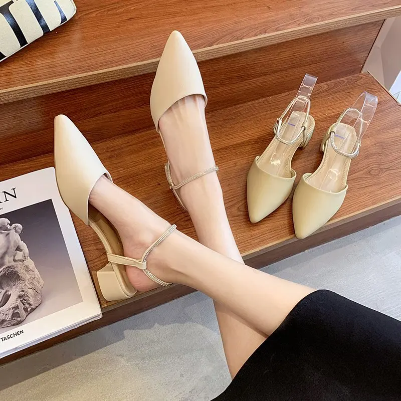 

2021 Summer Sale Of Women's Shoes Sandals Straps Block Heels All-Match Med Suit Female Beige New Chunky High Comfort Girls Poin