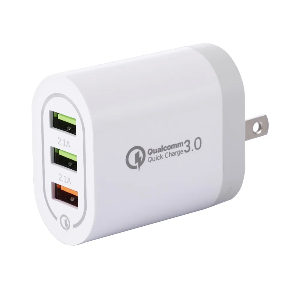 Portable Travel 3 USB Port QC 3.0 Fast Charger Wall Plug-in Charging Adapter US/EU Plug быстрая зарядка | Мобильные
