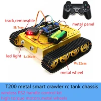 wireless ps2 handle control t200 metal smart rc robot tank chassis kit with 2pcs high torque dc motor 5kg load diy for arduino