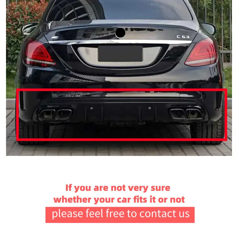 Задний диффузор с наконечниками для Mercedes W205 C Класс- Седан 4 двери C180 C200 C300 диффузор+ 4 выхода PP материал