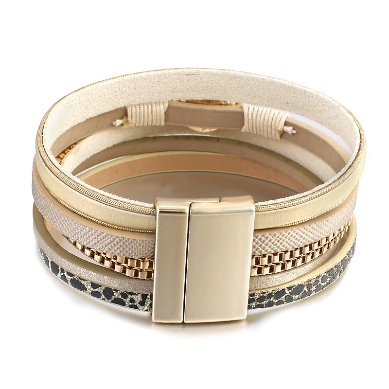 Amorcome из змеиной кожи кожаные браслеты нержавеющей стали для женщин 2020 модный