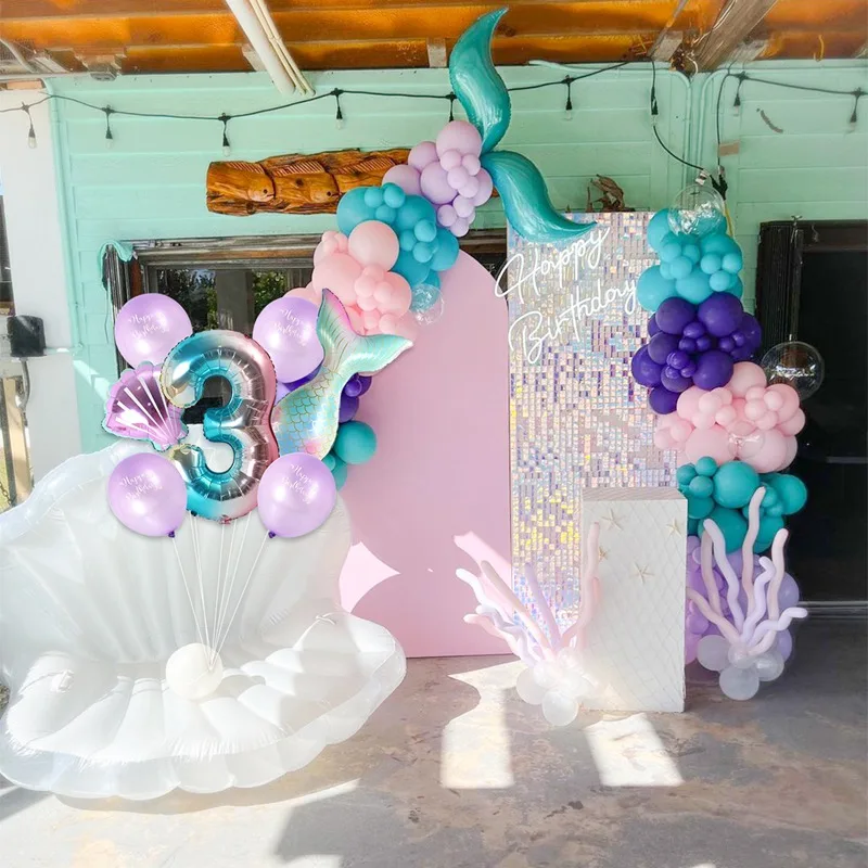 Маленькая Русалочка украшения для дня рождения детский шар с номером Детские