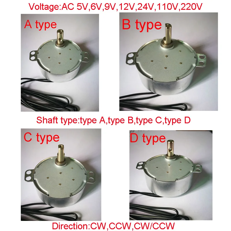 AC 100-127V 220-240V 50/60 Гц Синхронный двигатель 1,4 об/мин-60 оборотов в минуту прочный высокий крутящий момент 4 Вт TYC-50
