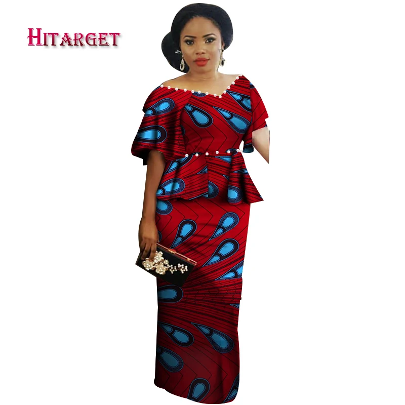 

Dashiki African Dress for Woman Wedding/Party dress african prints dresses africa clothes Pearl decoration Customized WY3862