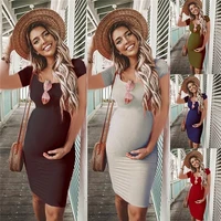 maternity o neck short sleeve dresses clothes for casual pregnant women dress vestidos pregnancy clothing plus size solid color
