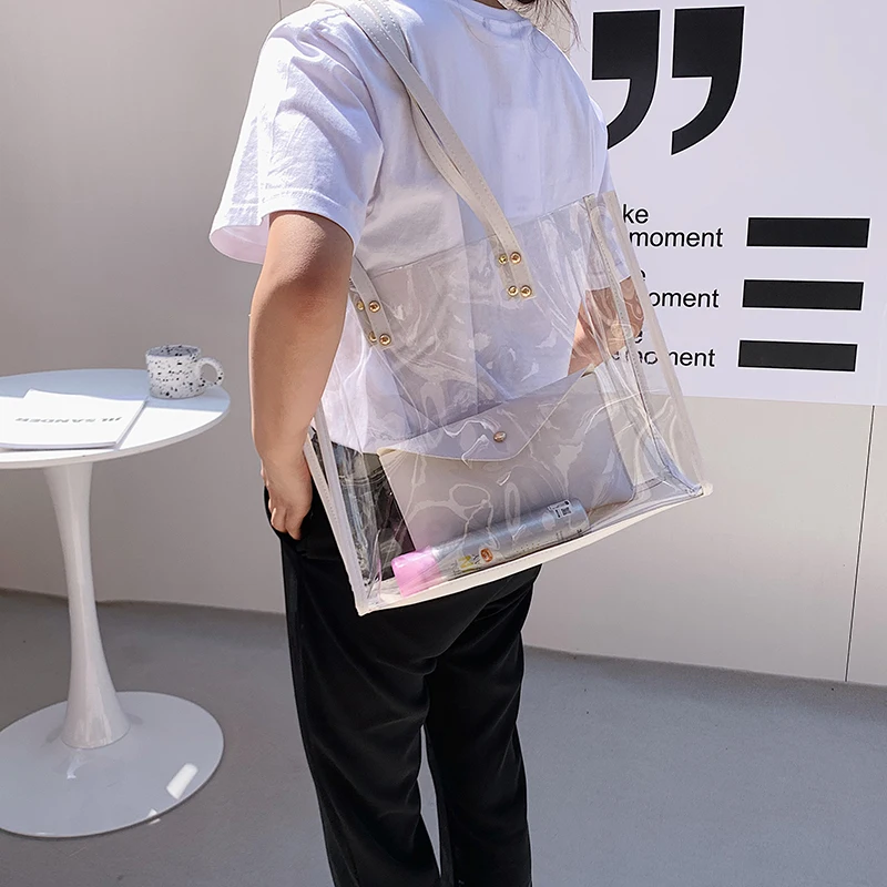 

Women's Bags Transparent Bag Luxury Handbag Fashion PVC Clear Bag High Quality Handbag Summer Beach Waterproof Women Bags