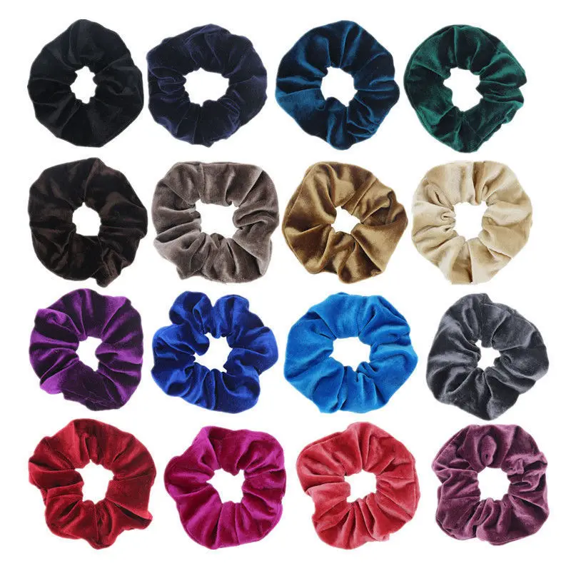 

1/5pcs Solid Lady Velvet Hair Scrunchies Ring Women Girls Elastic Hair Bands For Women Girl Ponytail Holders Rubber Band Ties