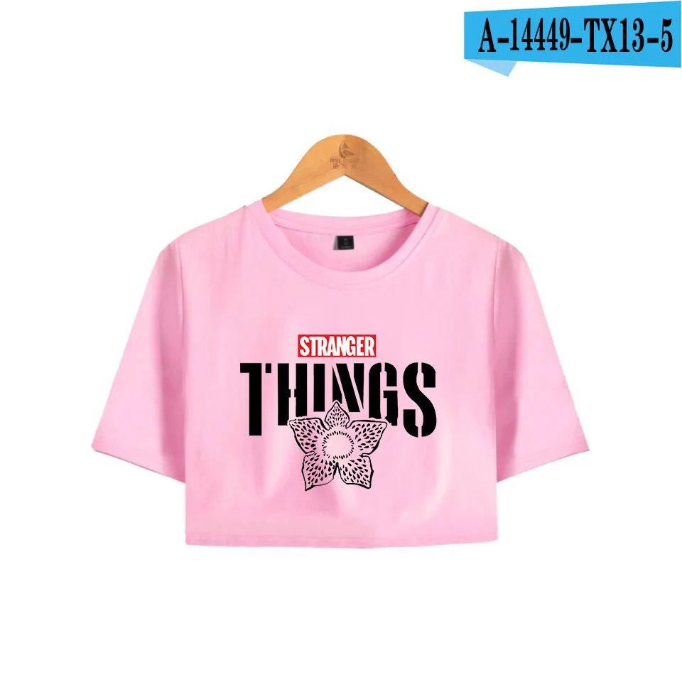 pink Футболка для девочек, футболки с пупками, короткие футболки Harajuku, сексуальные модные летние топы с открытым животом, футболки для женщин - Цвет: pink