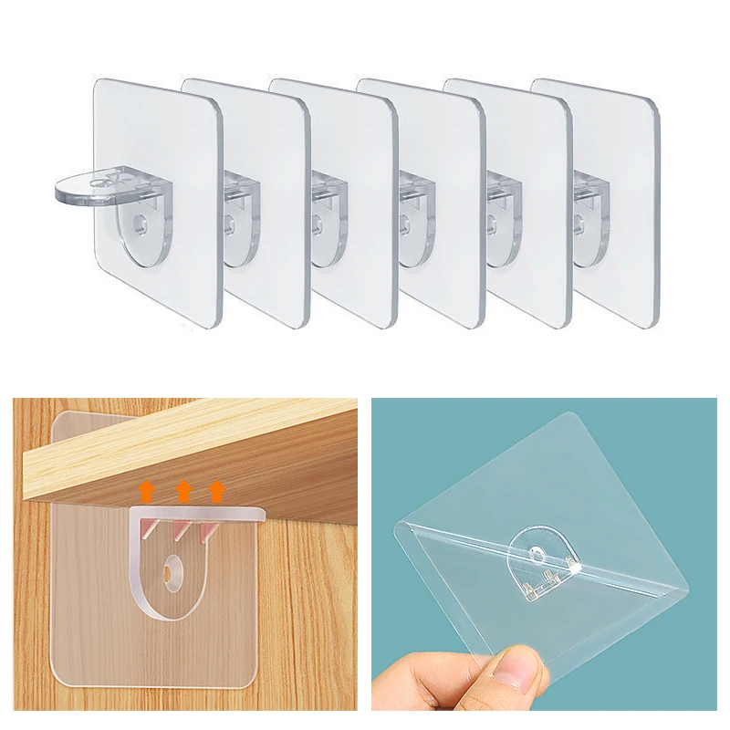 

Layered Partition Bracket Shelf Support Hooks Sticker Punch-free Paste Screw Hook Triangle Bracket Support Shelf Hook 7x7cm