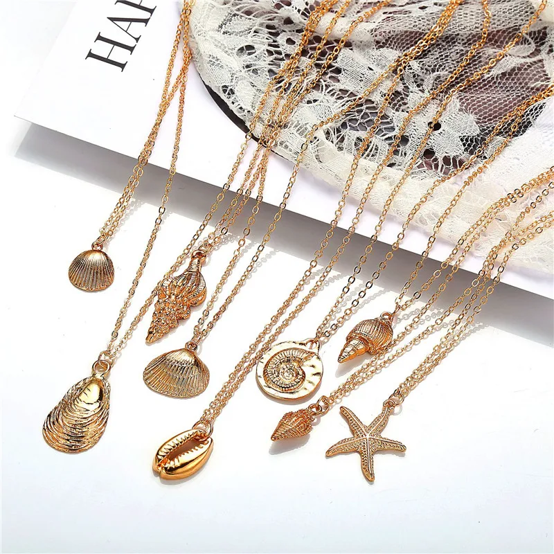 Ожерелье с раковинами Крошечный Прекрасный Уникальный дизайнерский Шарм