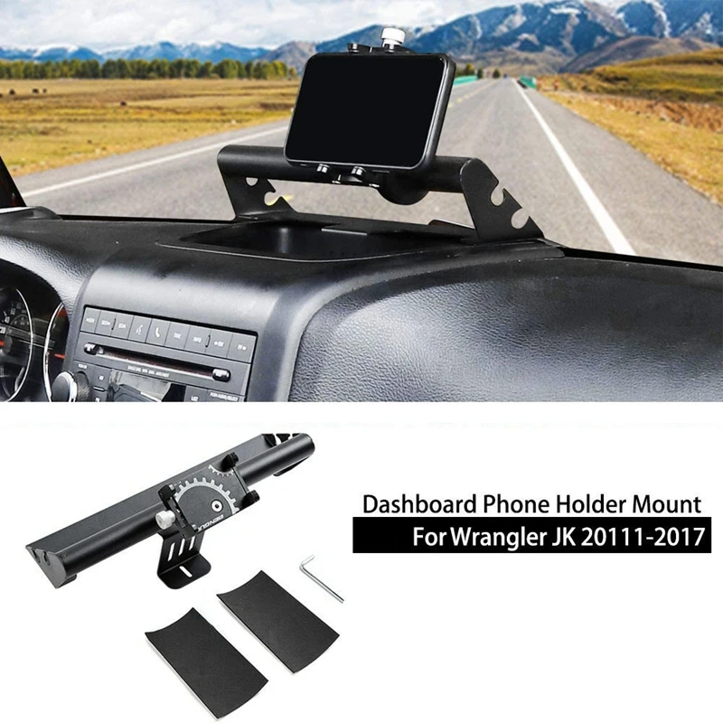 

Car Dashboard Mount Cellphone Holder Stainless Steel Phone Bracket for Jeep Wrangler JK JKU 2 Door 4Door 2011-2017