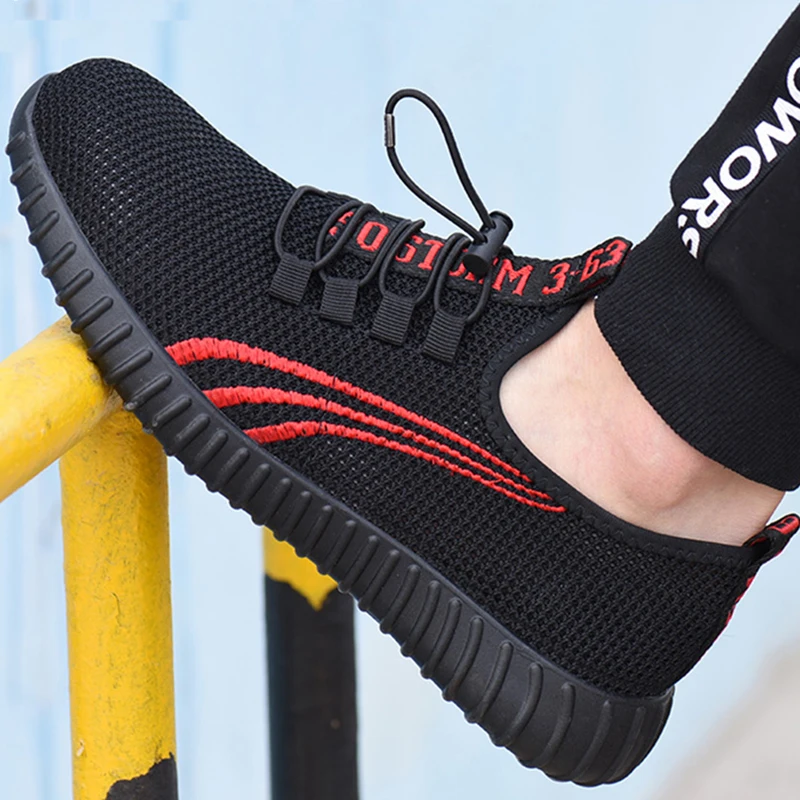 2019 г. Летняя дышащая мужская рабочая обувь модная сетчатая со стальным носком