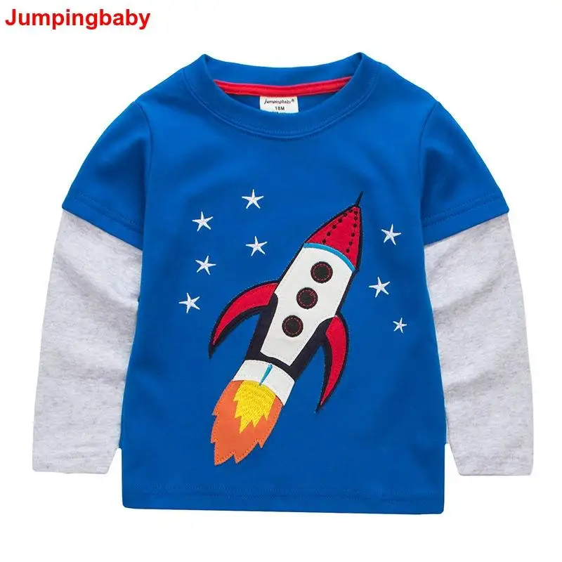 Jumpingbaby/Коллекция года; детская одежда; детская футболка для мальчиков; хлопковые футболки для малышей; CamisetaBoy; футболки с длинными рукавами и рисунком машин; Roupas