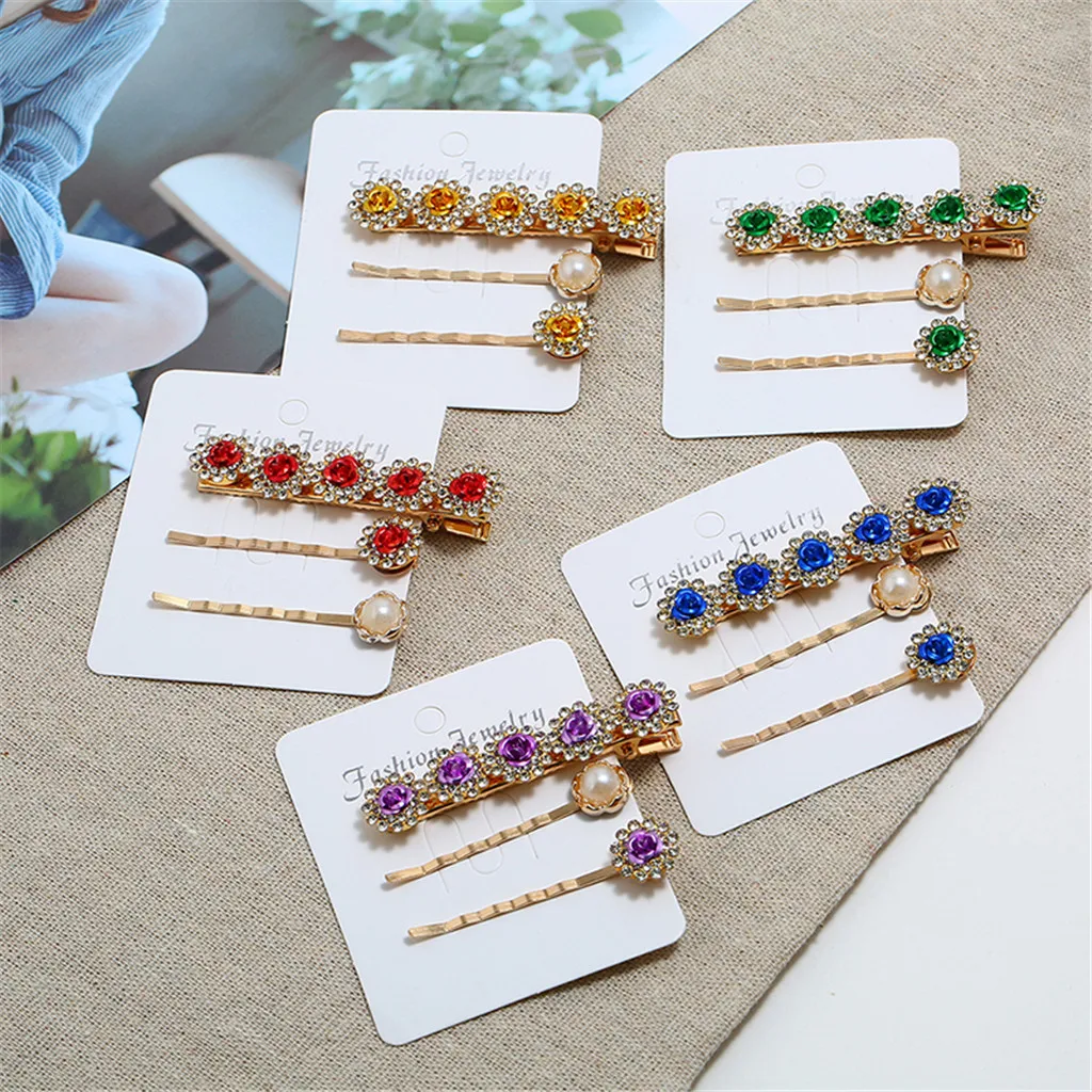 3 шт. Женские аксессуары заколки жемчужные стразы искусственный бисер заколка