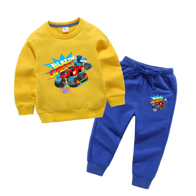 От 1 до 10 лет Blaze комплекты одежды с машинками для мальчиков и девочек свитшот