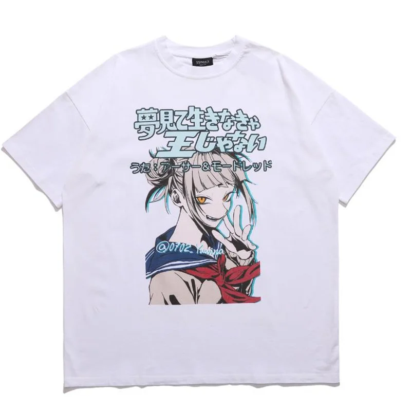 

High Quality Summer Men Tees Fashion Casual Street Style Loose Half Sleeve Animation Girl Couple Male Youth O-Neck Tops T-Shirt