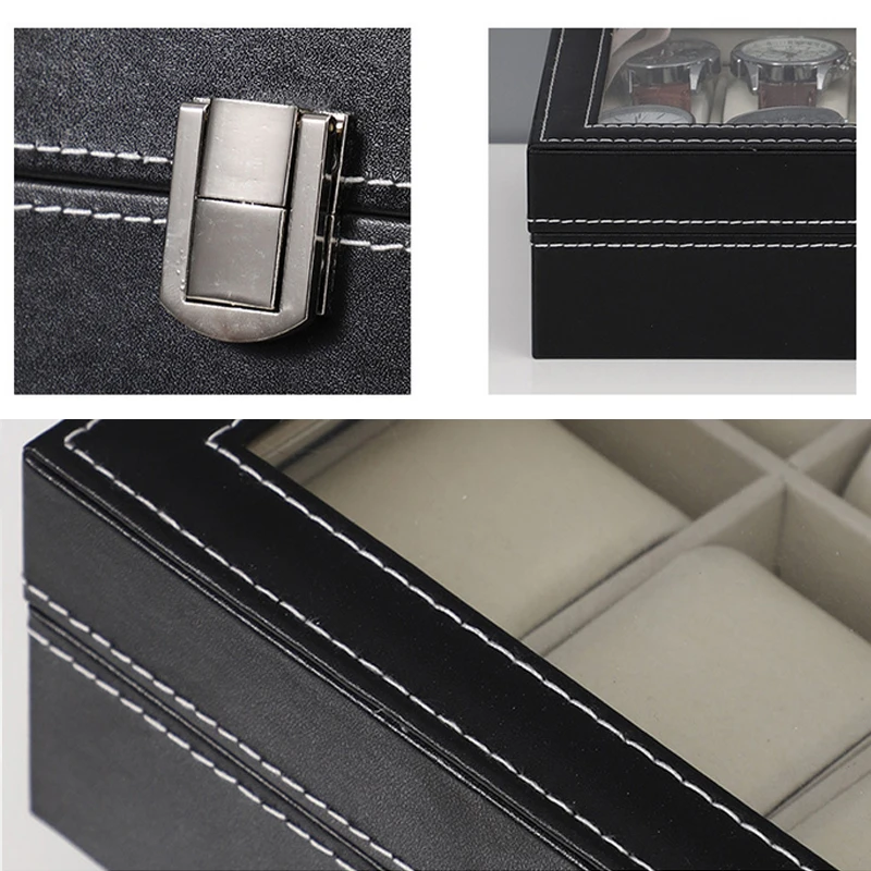 

Leather Watch Holder Organizer 10 Grids Watch Box Storage Box For Quartz Watches Jewelry Rings Makeup Storage Boxes Best Gifts