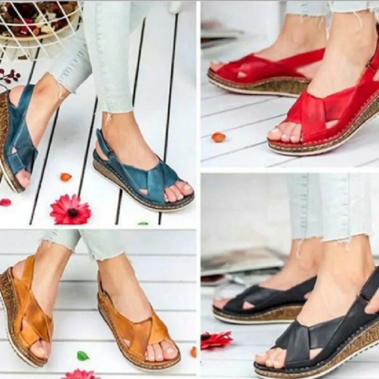 2020 Women Wedges Sandals Summer Mother Shoes for Woman Low Heel Beach Fish Mouth Flip Flops Plus Size 43 Chaussures Femme | Обувь
