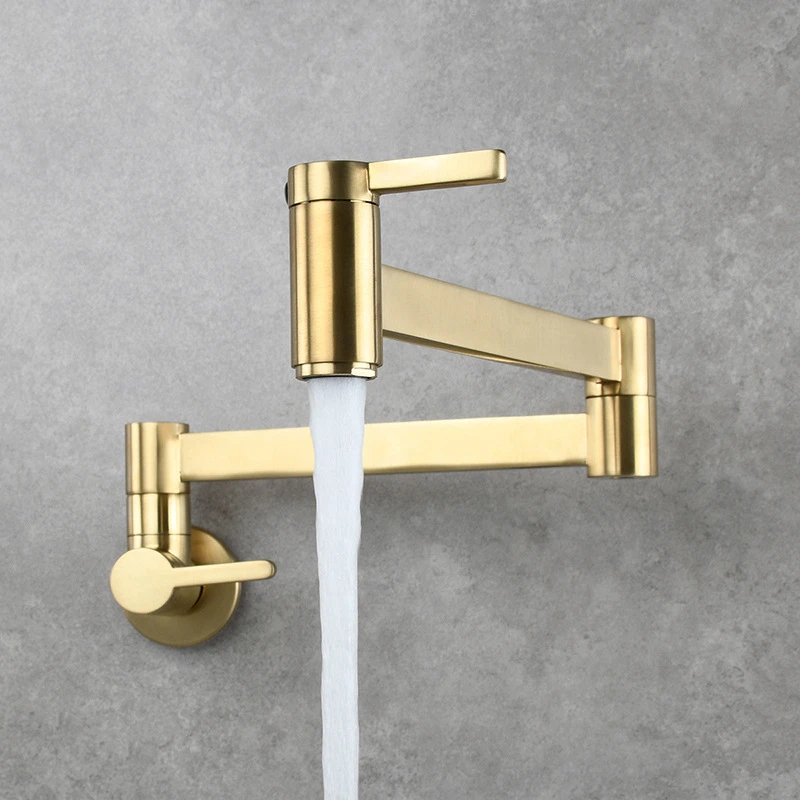 

Copper Kitchen Faucet Foldable Double Switch Kitchen Tap Single Cold Mop Faucet Extended Taps Brushed Gold Black SZ-KF21021301