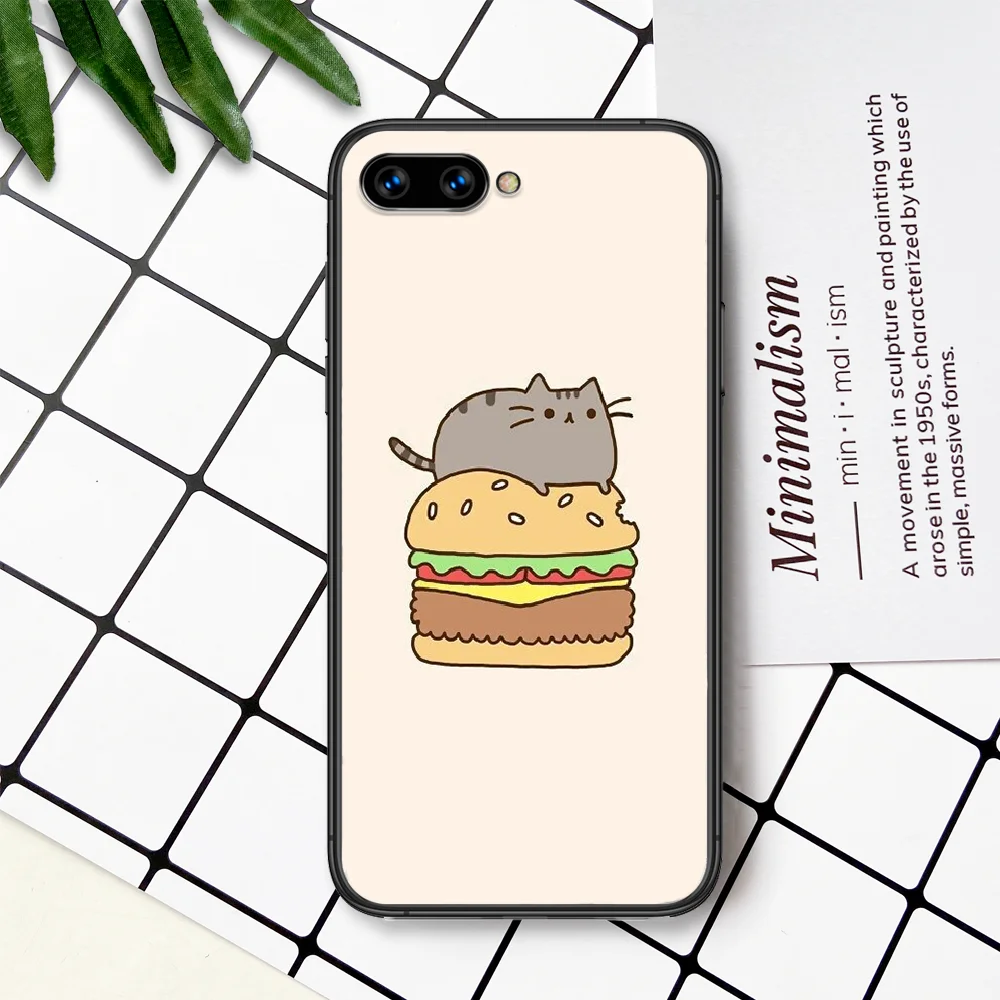 

Cartoon Pusheen Cute Cat Phone Case For Huawei Honor 6A 7A 7C 8 8A 8X 9 9X 10 10i 20 Lite Pro Play black Waterproof Soft Back 3D